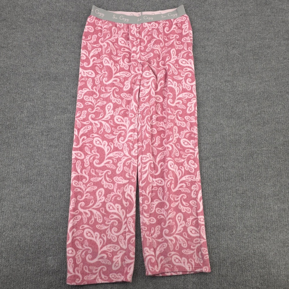 So Cozy Pajama Pants Womens Small Pink Paisley Fleece Soft Lounge Sleep